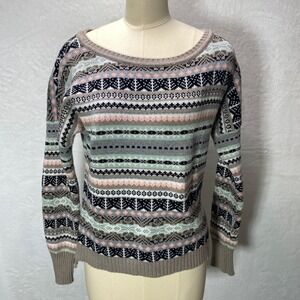 VICTORIA'S SECRET Fair Isle‎ Pink & Mint Sweater S/P Y2K Cozy Warm Excellent